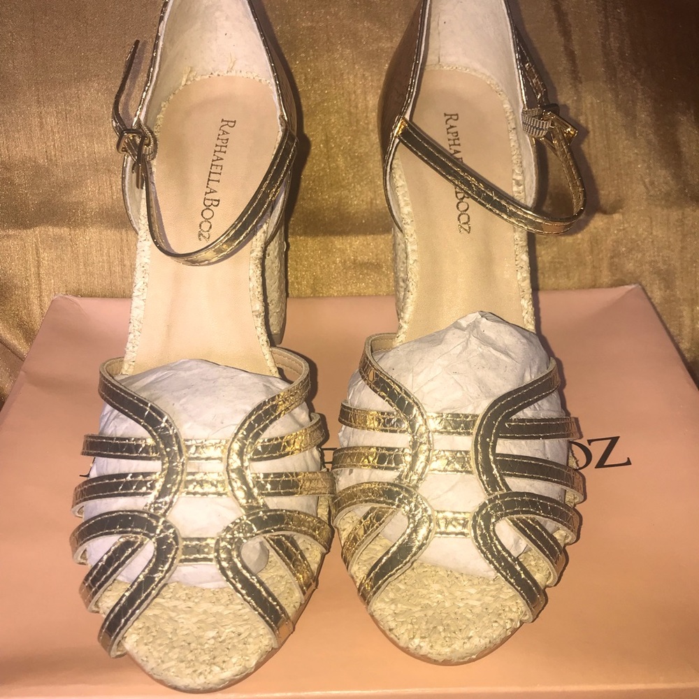 Raphaella Booz Metallic Gold Heels US: 10/EUR: 41